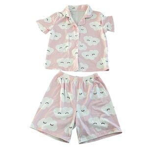 SHEIN Pink and White Cloud Kids Pajama Set